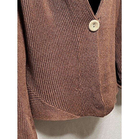 BRUNELLO CUCINELLI Sweater Linen Brown Cardigan Long Sleeve Brown Button XL - Picture 4 of 14